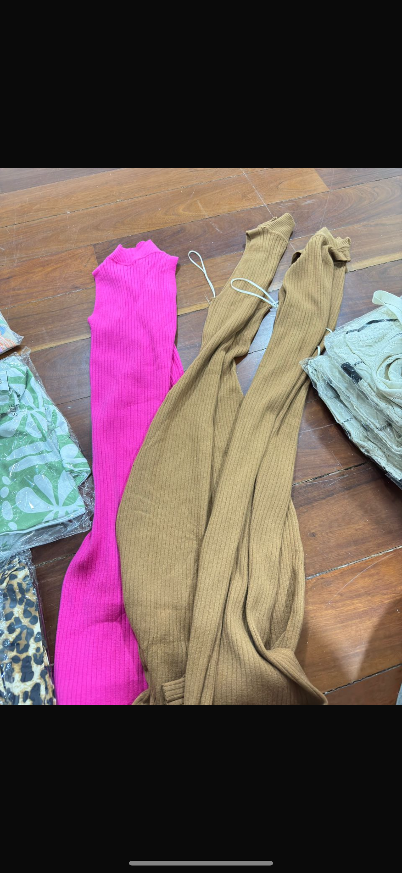 Vestido fucsia y marrón stretch S.