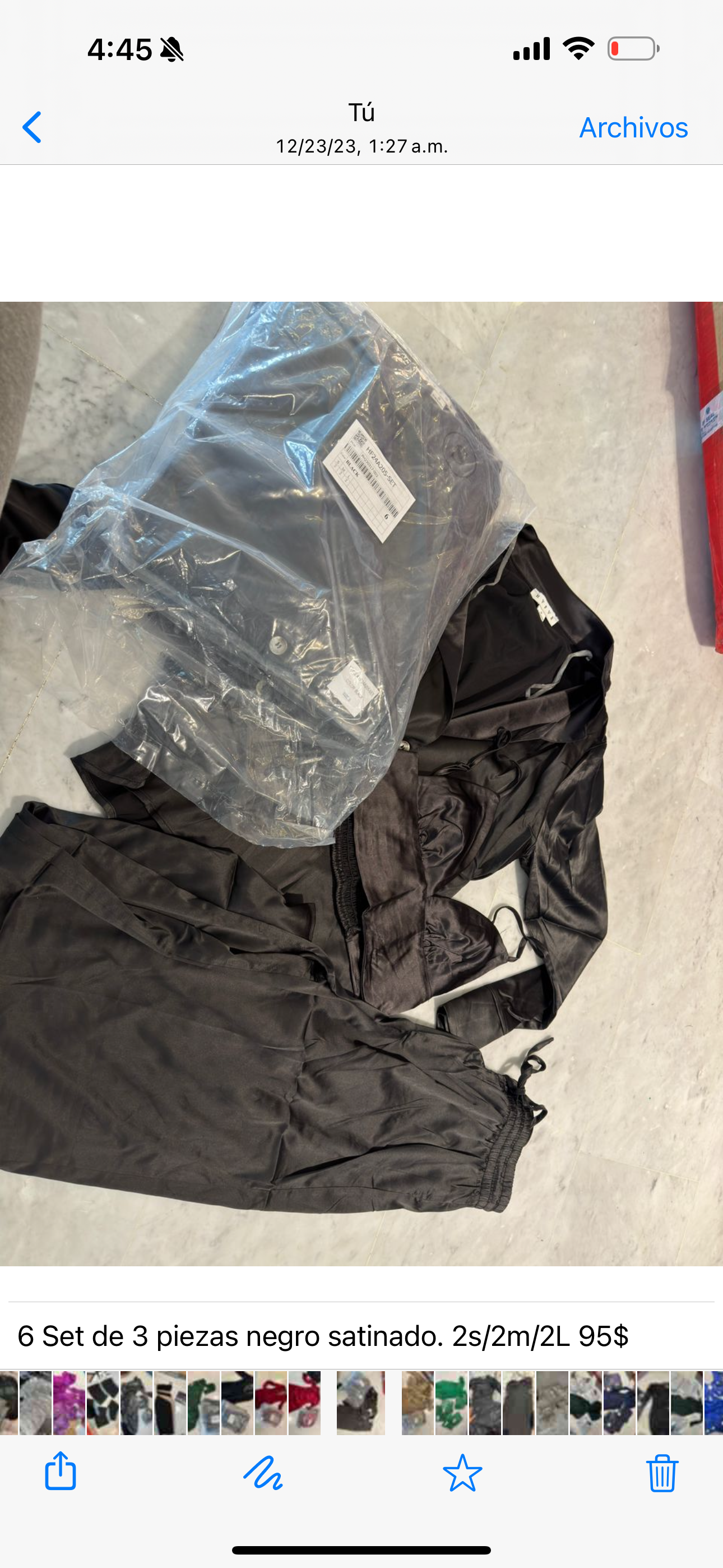 Set de 3 piezas negro satinado