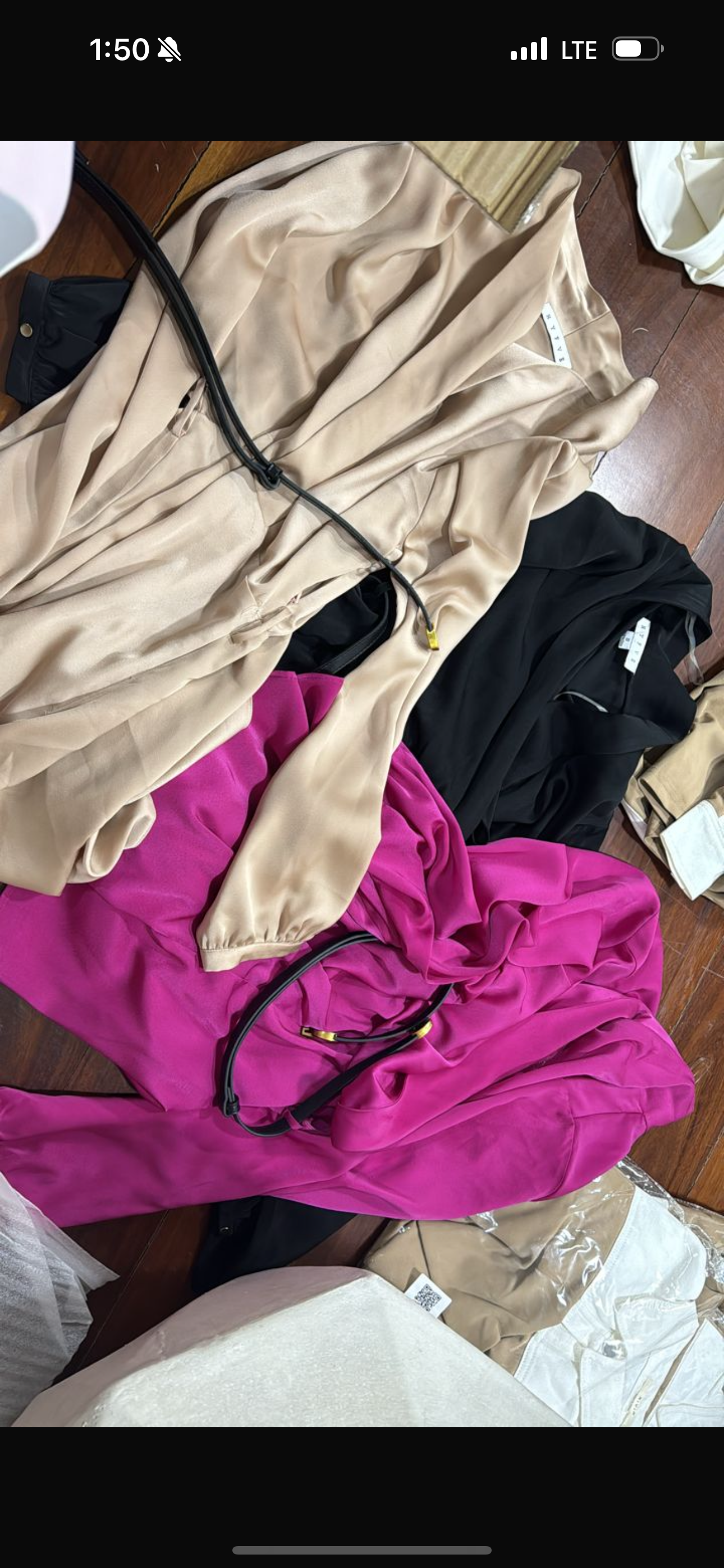 Jumpsuit de seda marrón, negro y fucsia talla S.