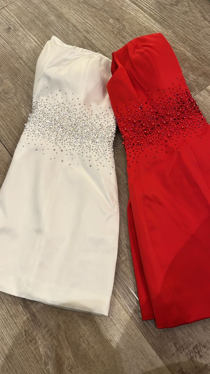 Vestido corto blanco con brillo cb