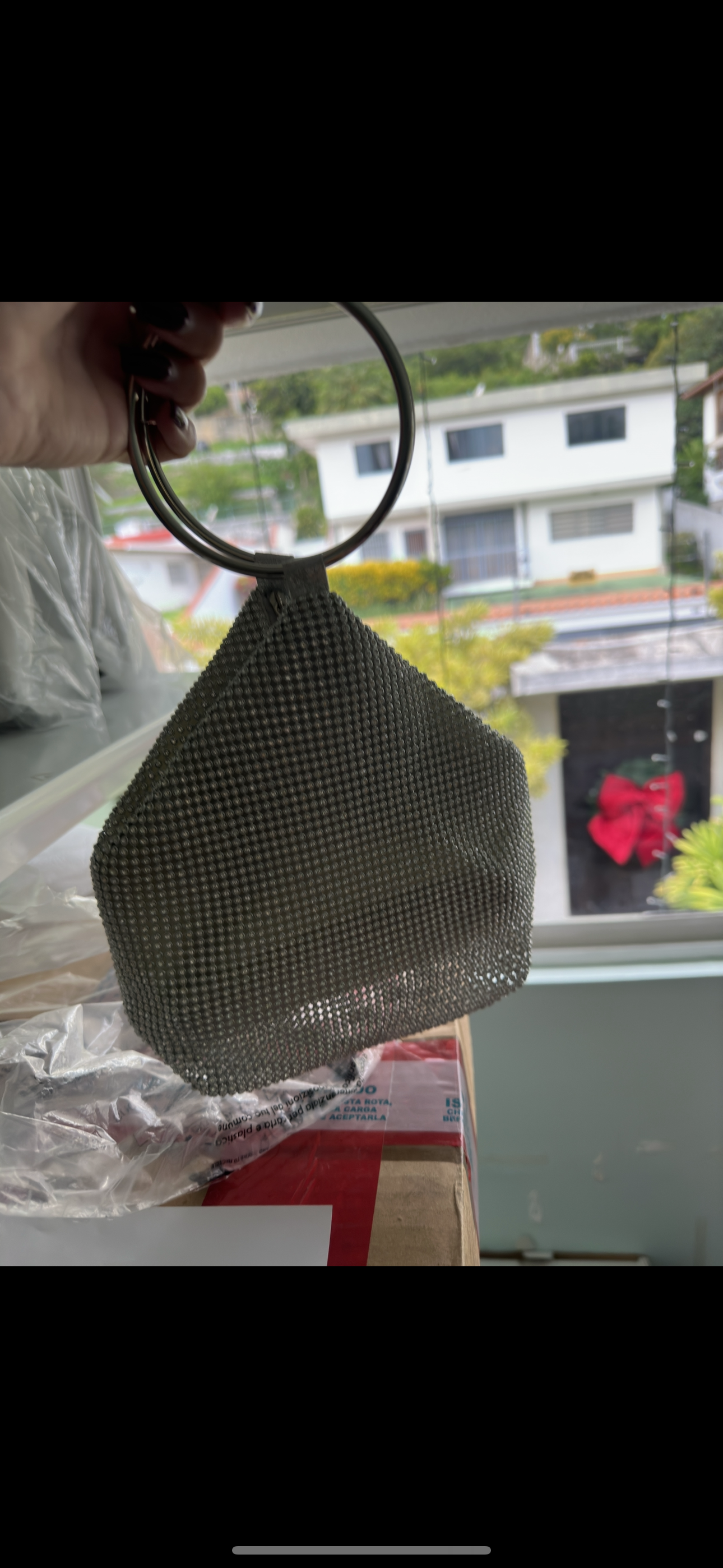 Cartera plateada brillante