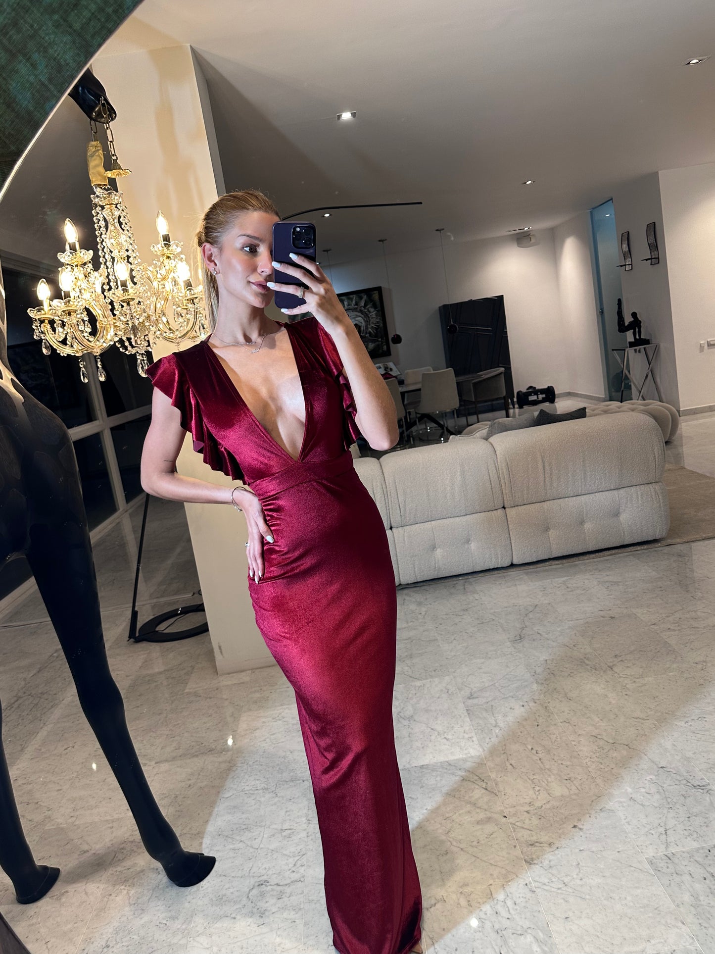 Vestido Maxi dress vino largo