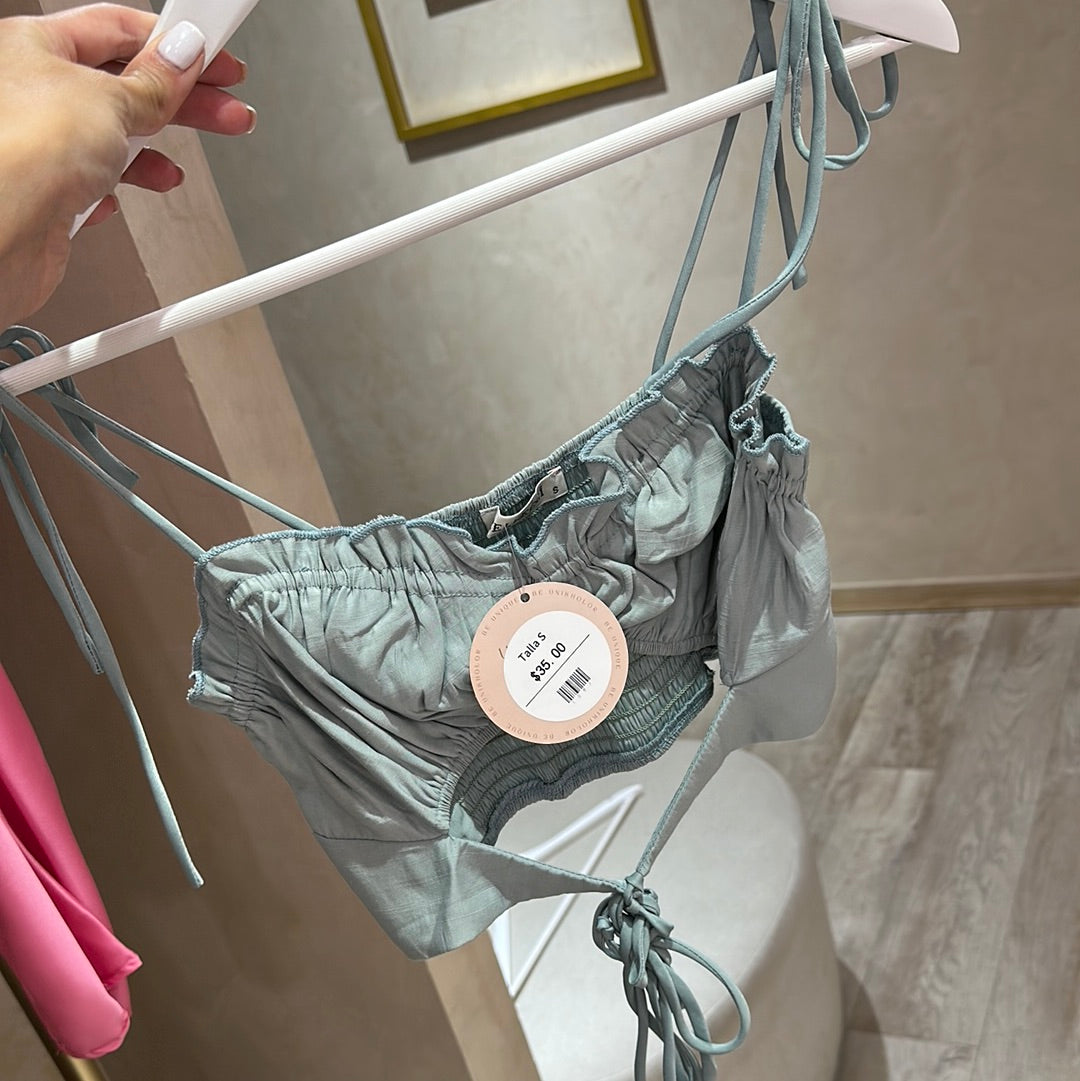 Croptop amarrado verde menta