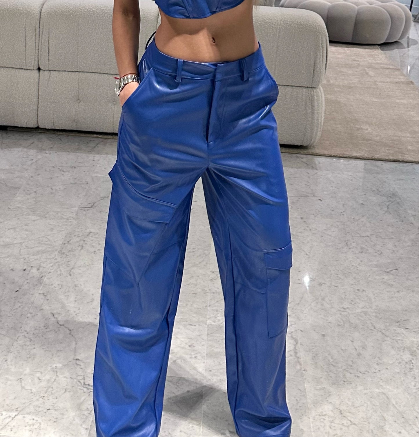 Cargo pant azul cuerina