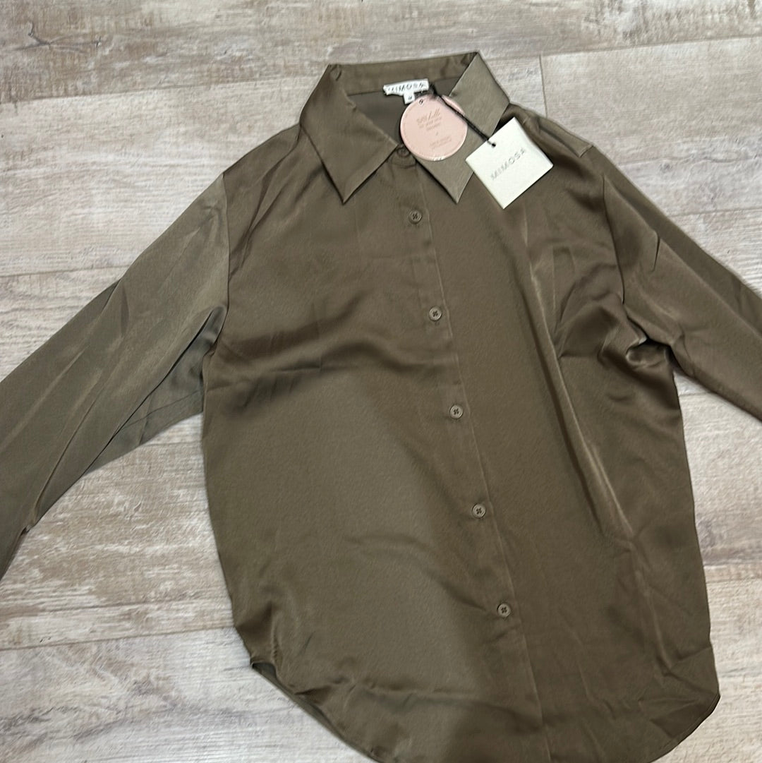 Camisa seda verde oliva mimosa