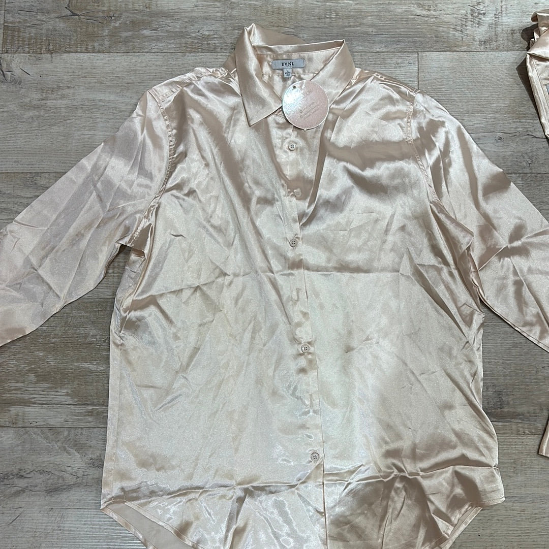 Camisa seda champagne evnl