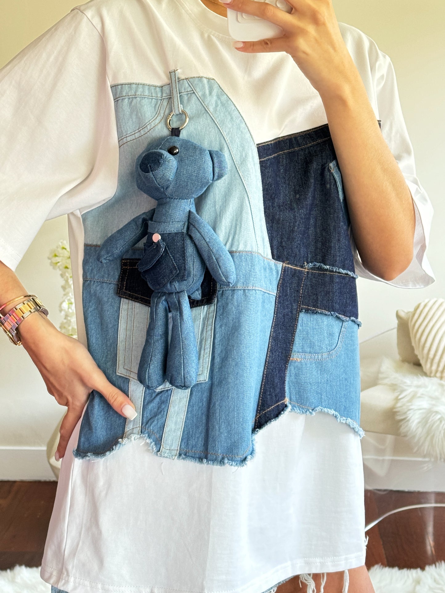 Franela de jeans y osito