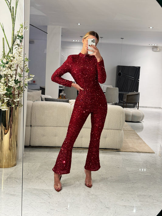 Jumpsuit vino mangalarga lentejuelas
