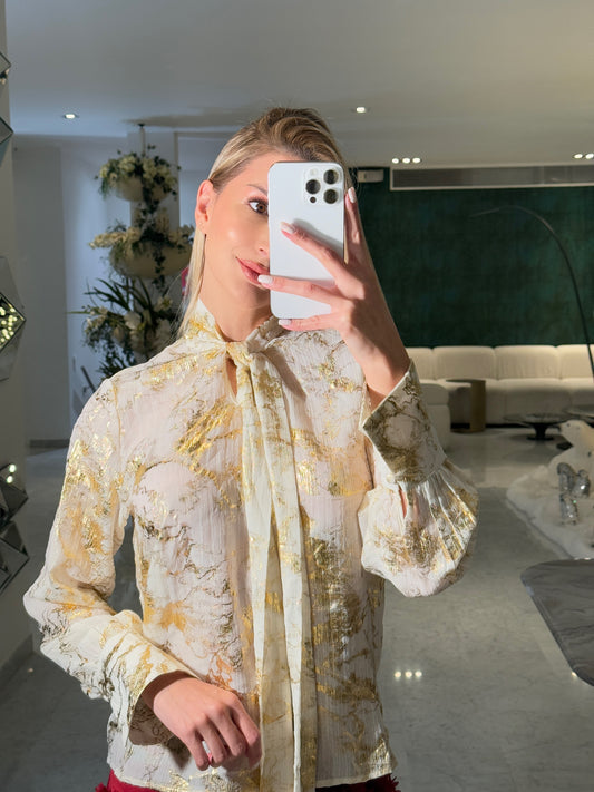 Camisa dorada con blanco la ros
