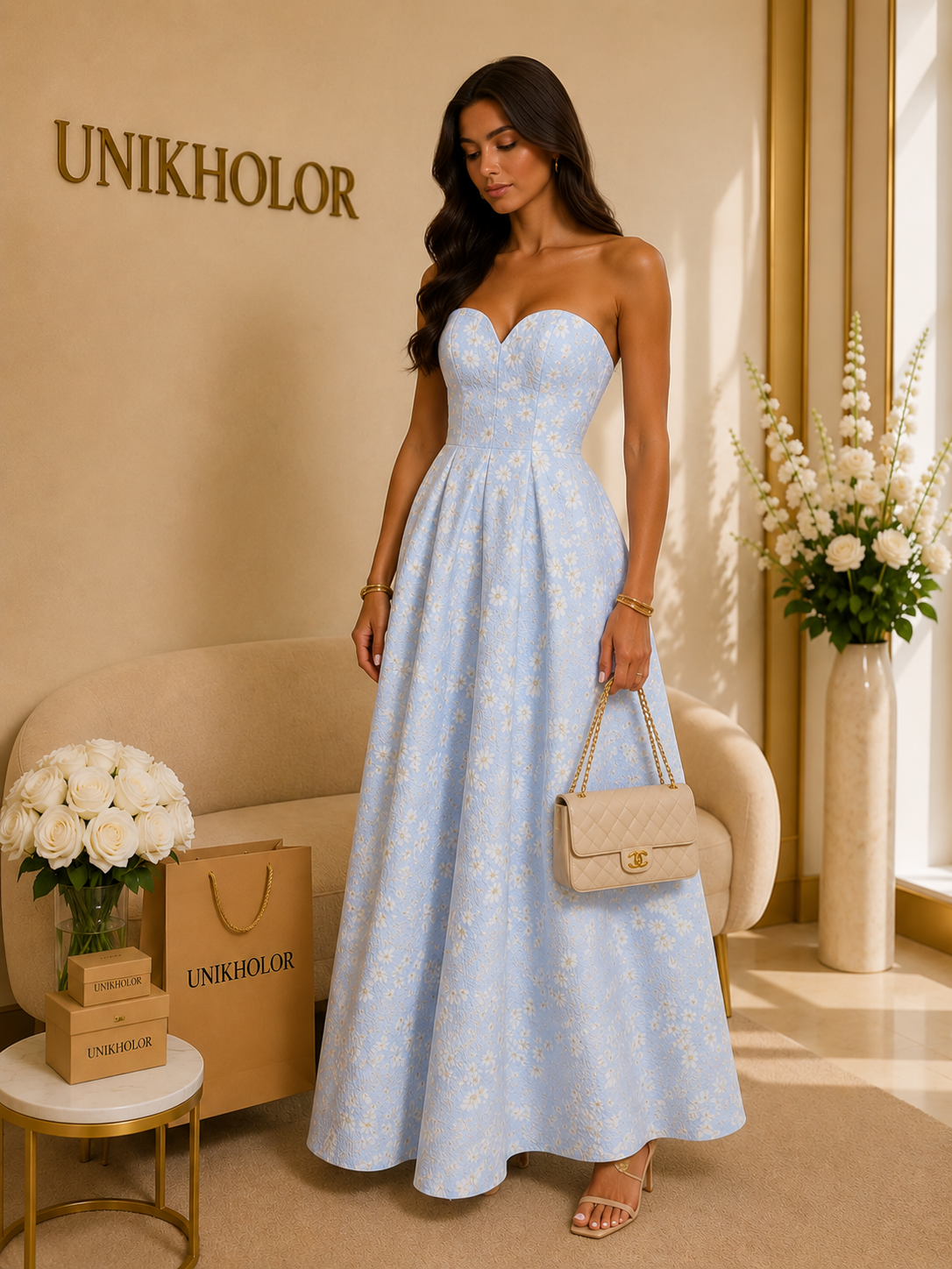 Vestido azul con margaritas cb