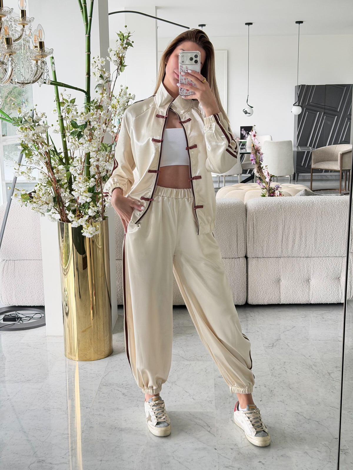 Set seda beige y marrón Denim love