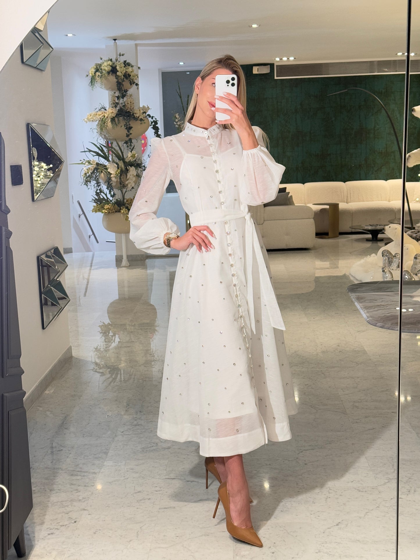 Vestido blanco con brillantes la ros
