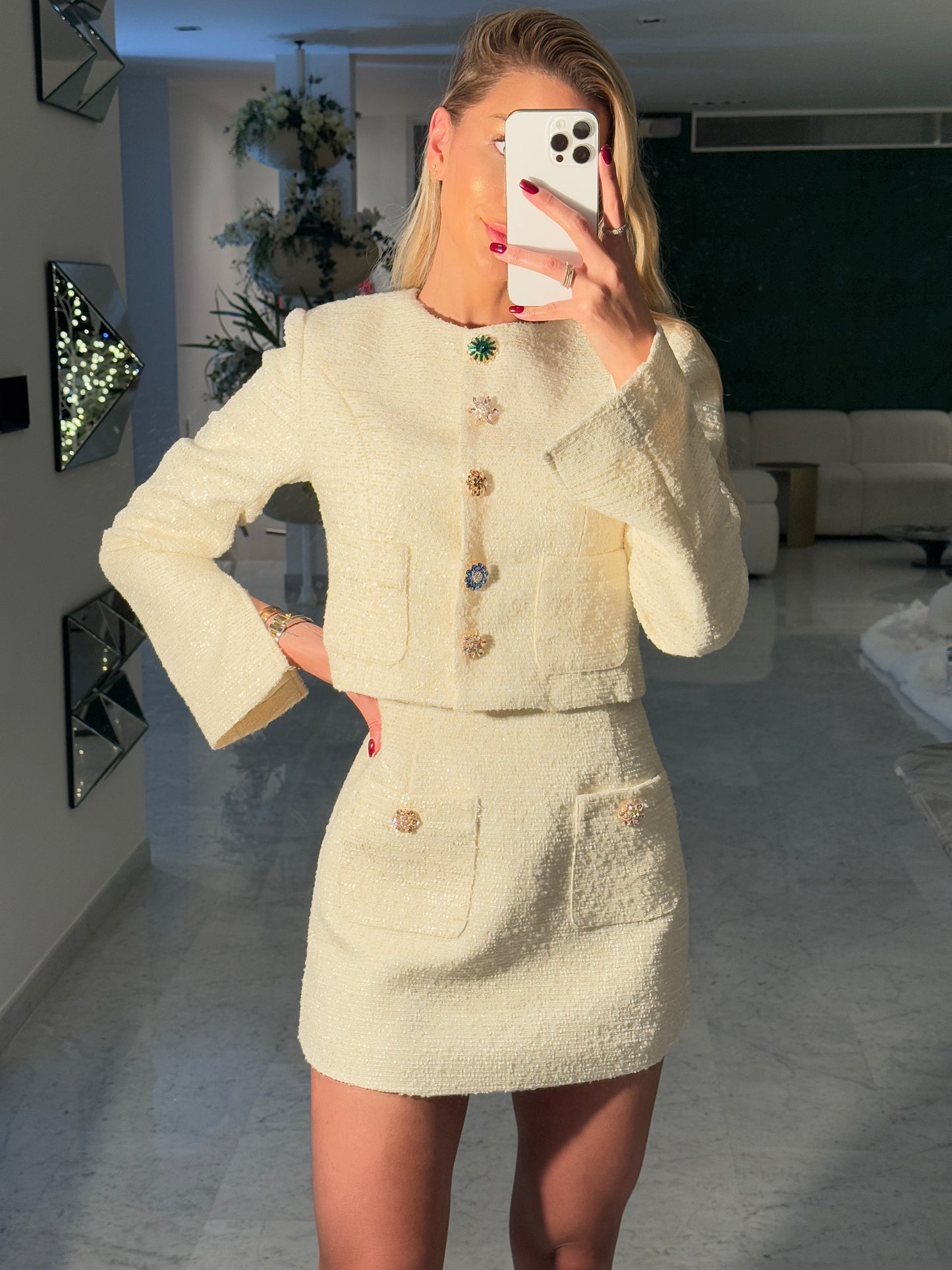 Set de blazer y falda beige mable