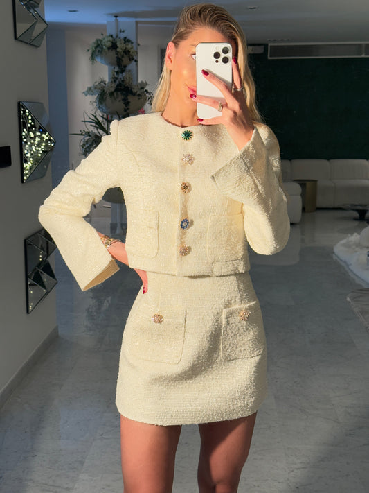 Set de blazer y falda beige mable