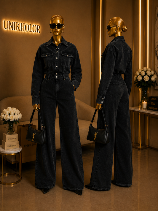 Jumpsuit negro tipo pana cb