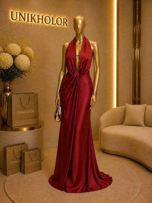 Vestido rojo stretch largo Cb
