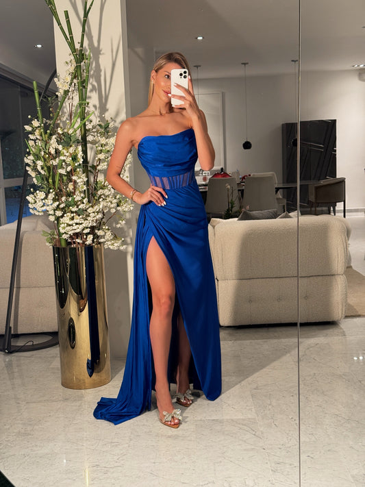 Vestido azul cobalto largo cb