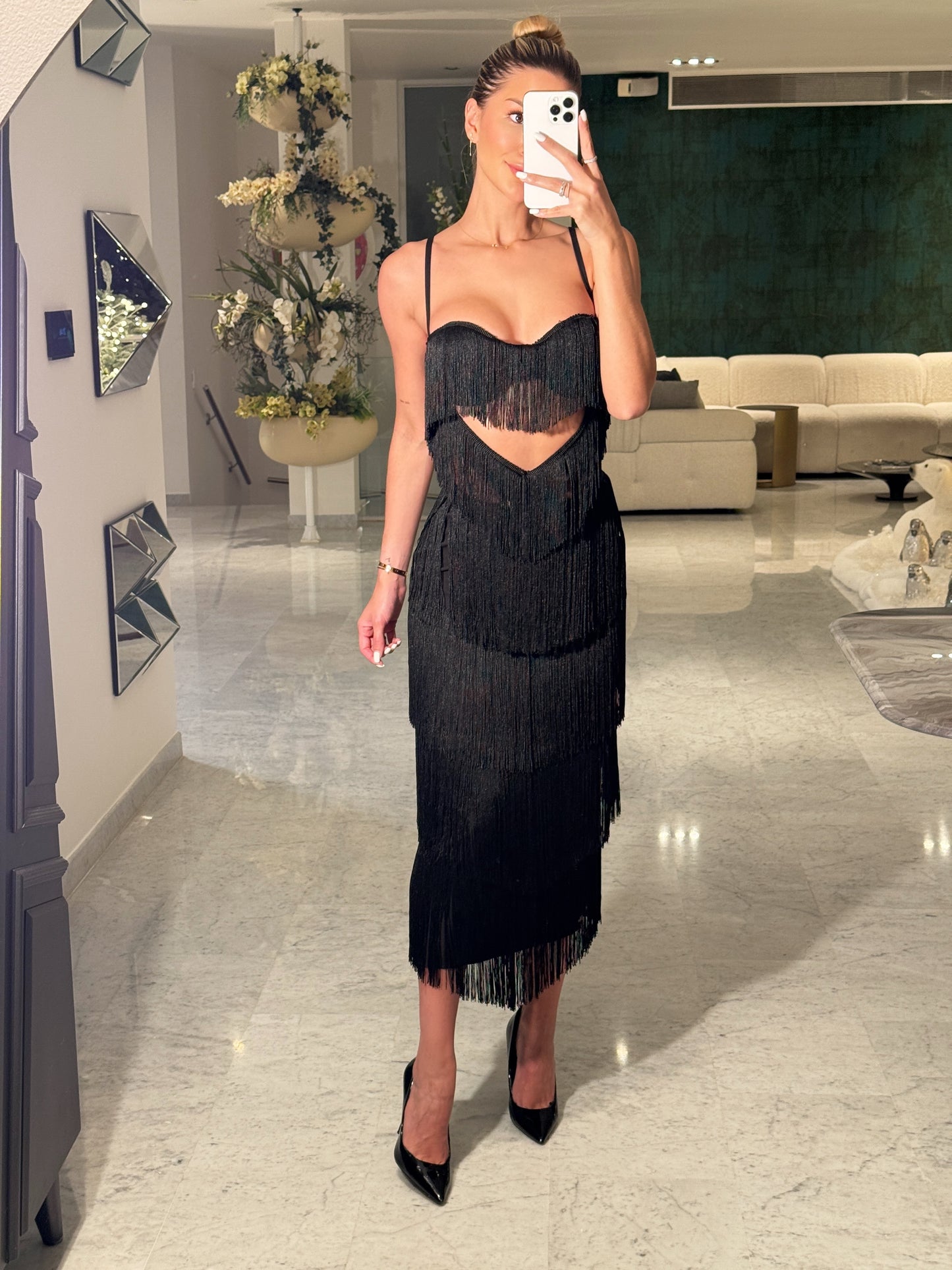 Vestido negro tiras Blithe