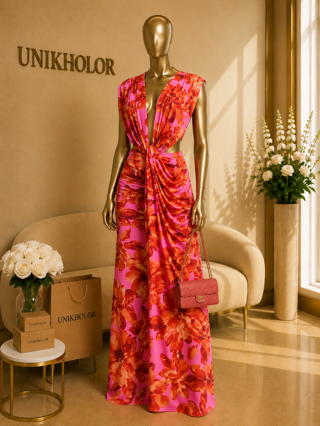 Vestido naranja estampado cb