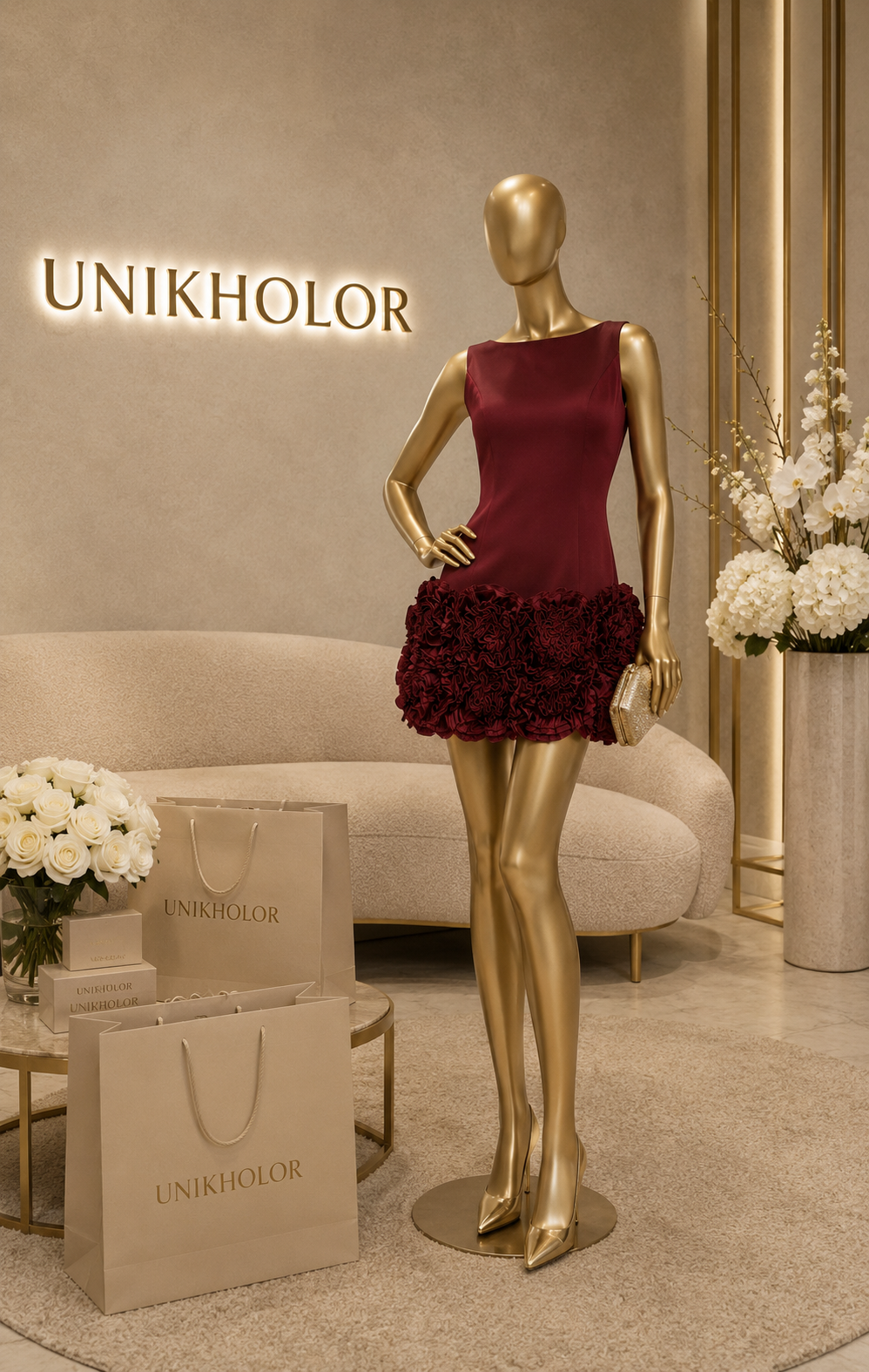 Vestido vino con rosas cb