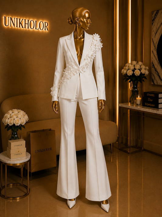 Set blanco de Blazer con flores cb