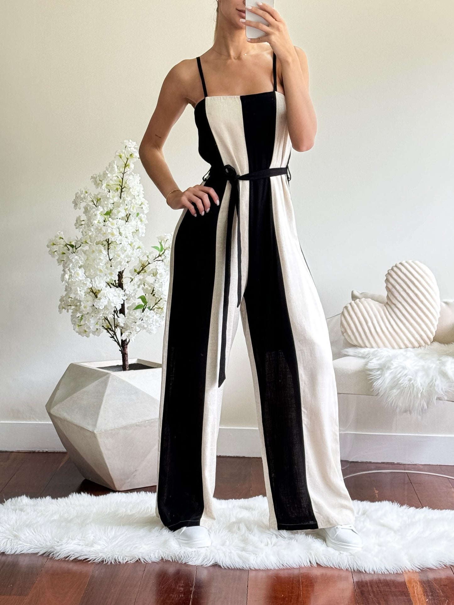 jumpsuit kaki con negro