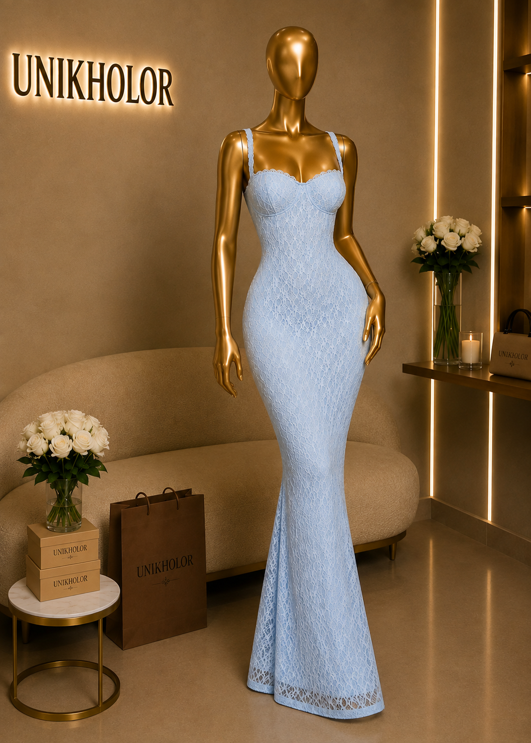 Vestido azul bebé de encaje cb
