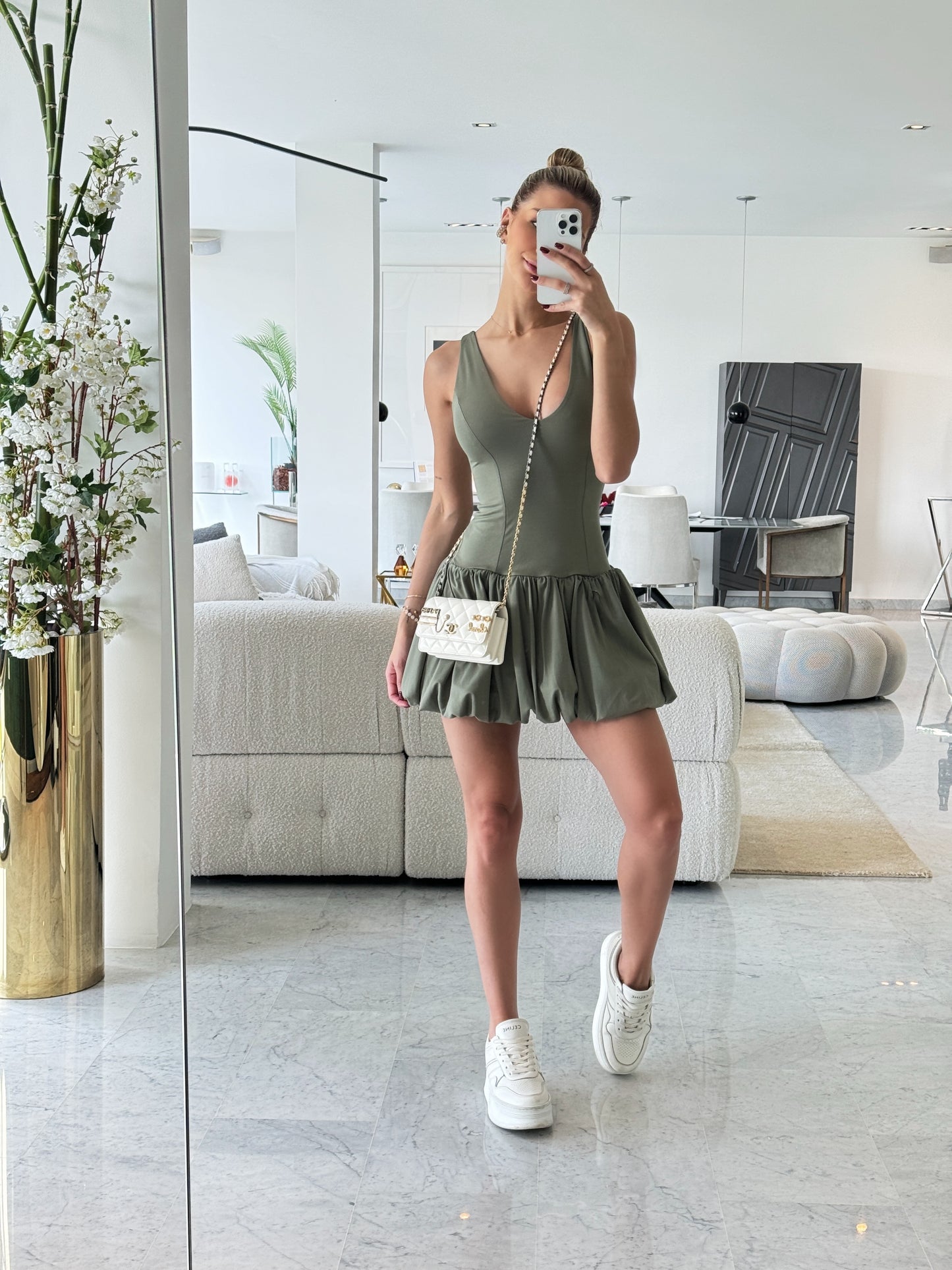 Vestido verde bombache