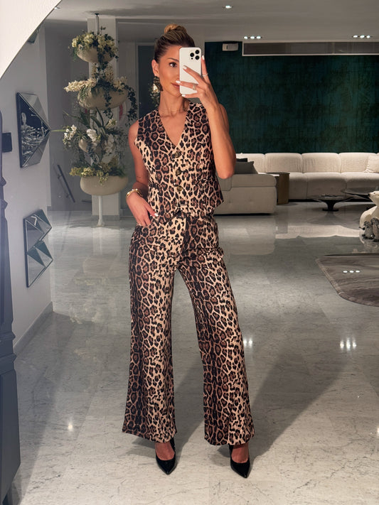 Set leopardo pant y vest Vogue vibes