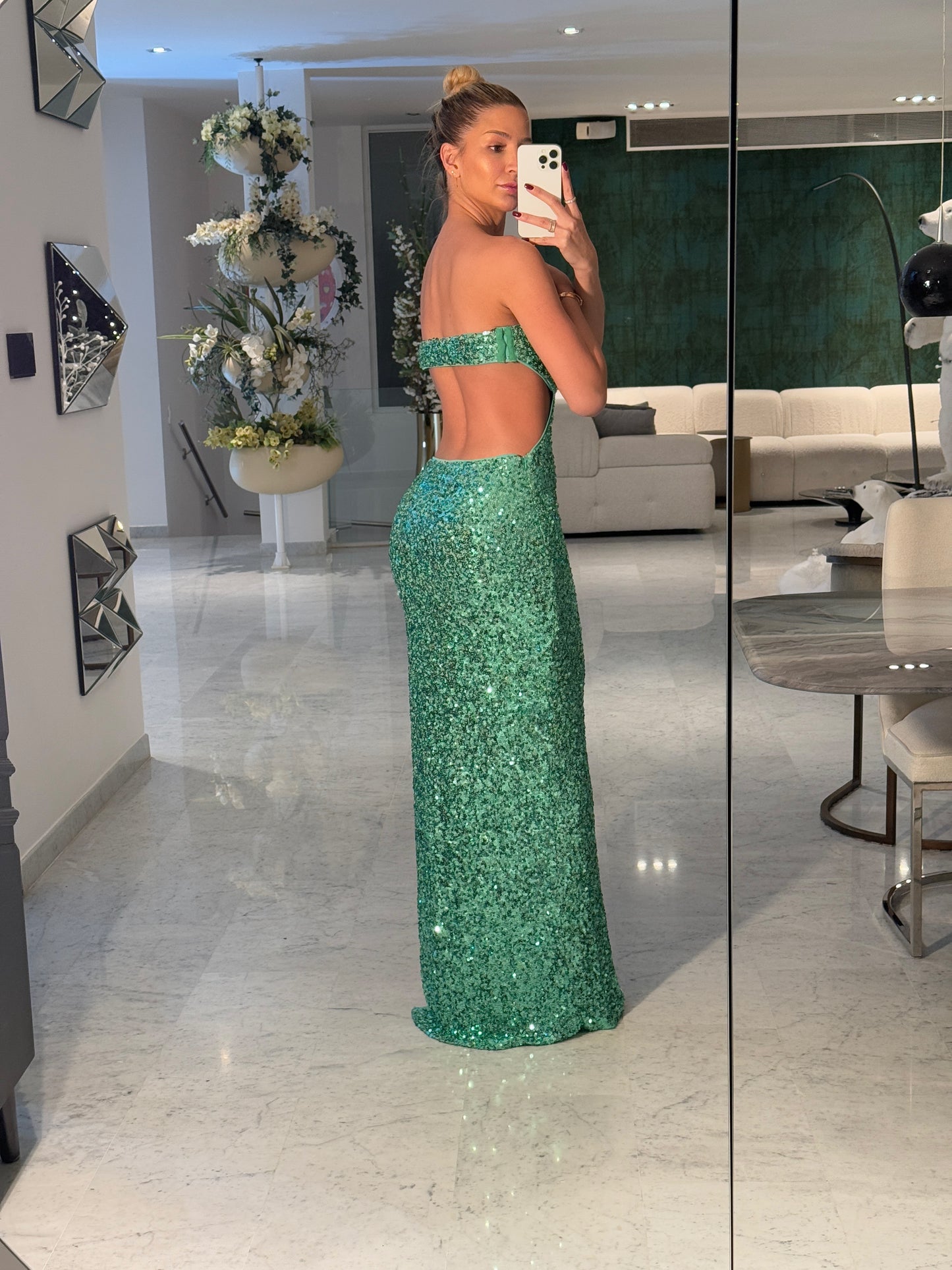 Vestido verde lentejuelas cb 1/1