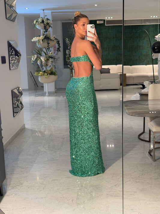 Vestido verde lentejuelas cb 1/1