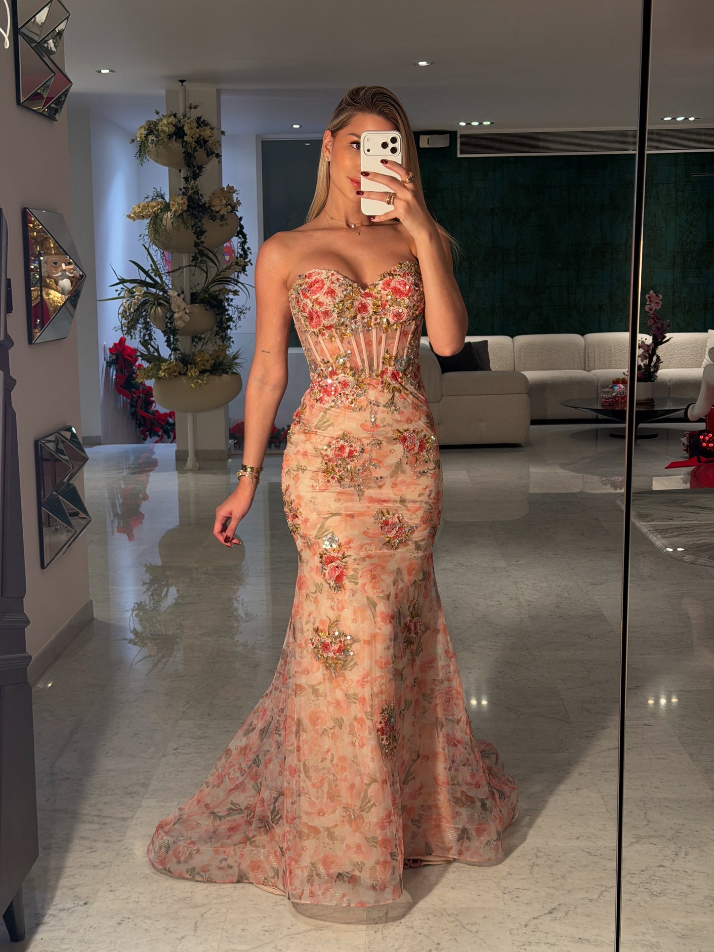 Vestido floreado de tull cb $
