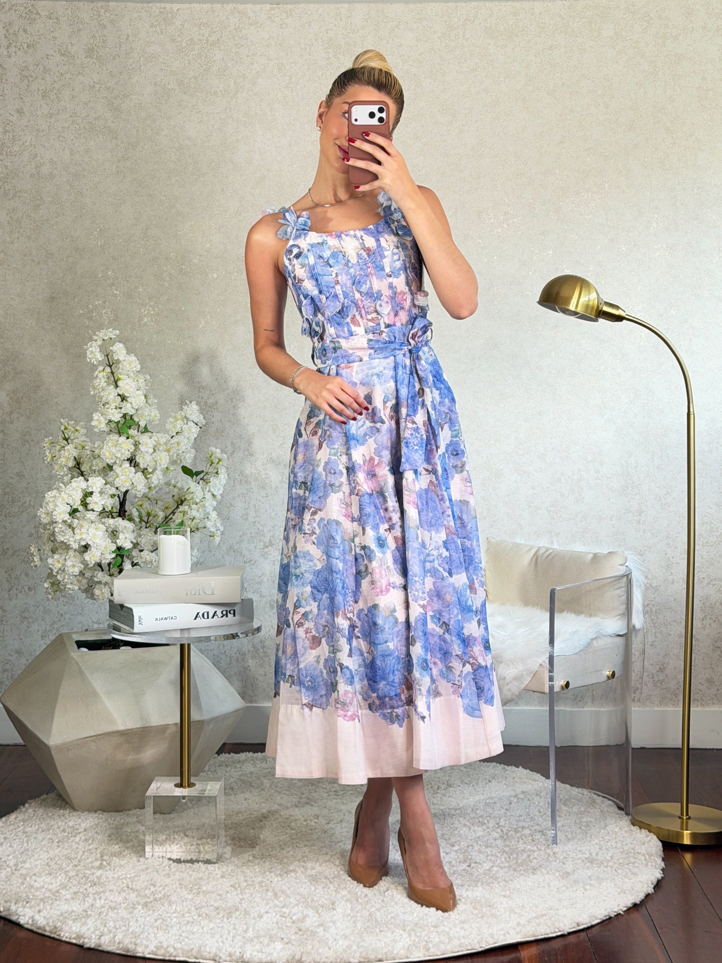 Vestido azul floreado cb