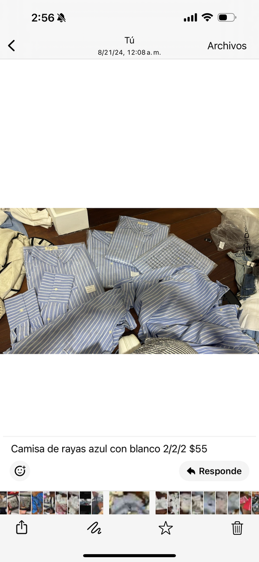 Camisa de rayas azul con blanco