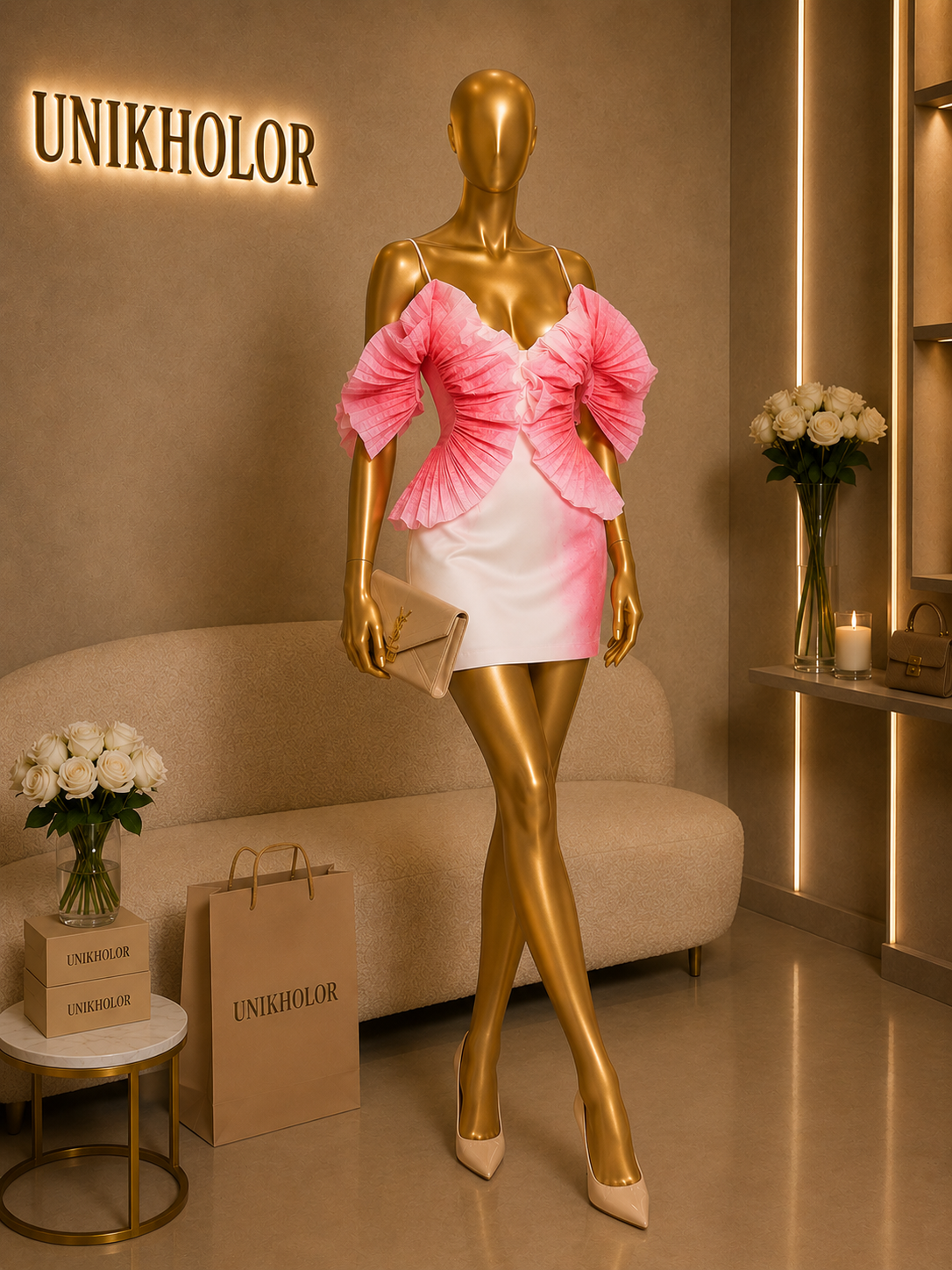 Vestido corto degradado fucsia cb