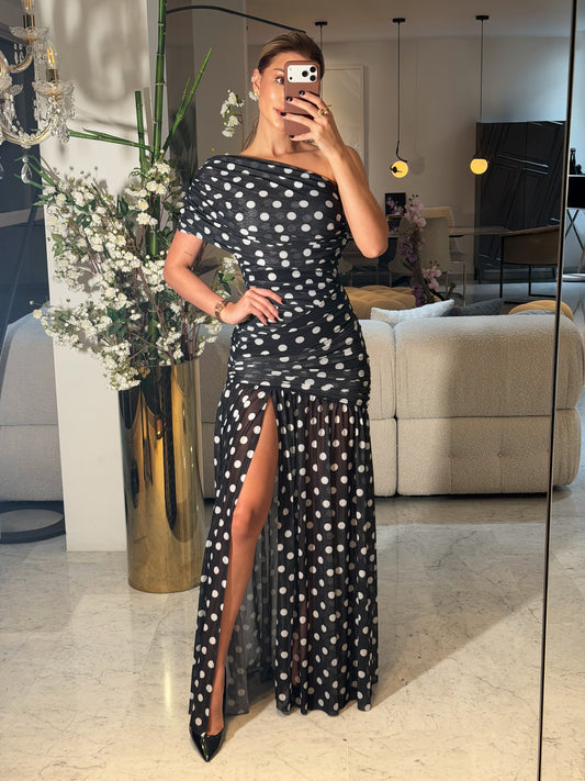 Vestido negro de lunares cameo