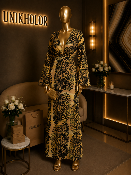 Vestido de seda estampado cb