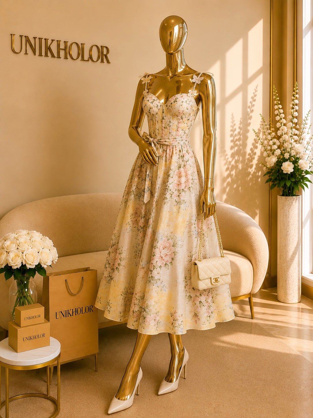 Vestido amarillo floreado cb