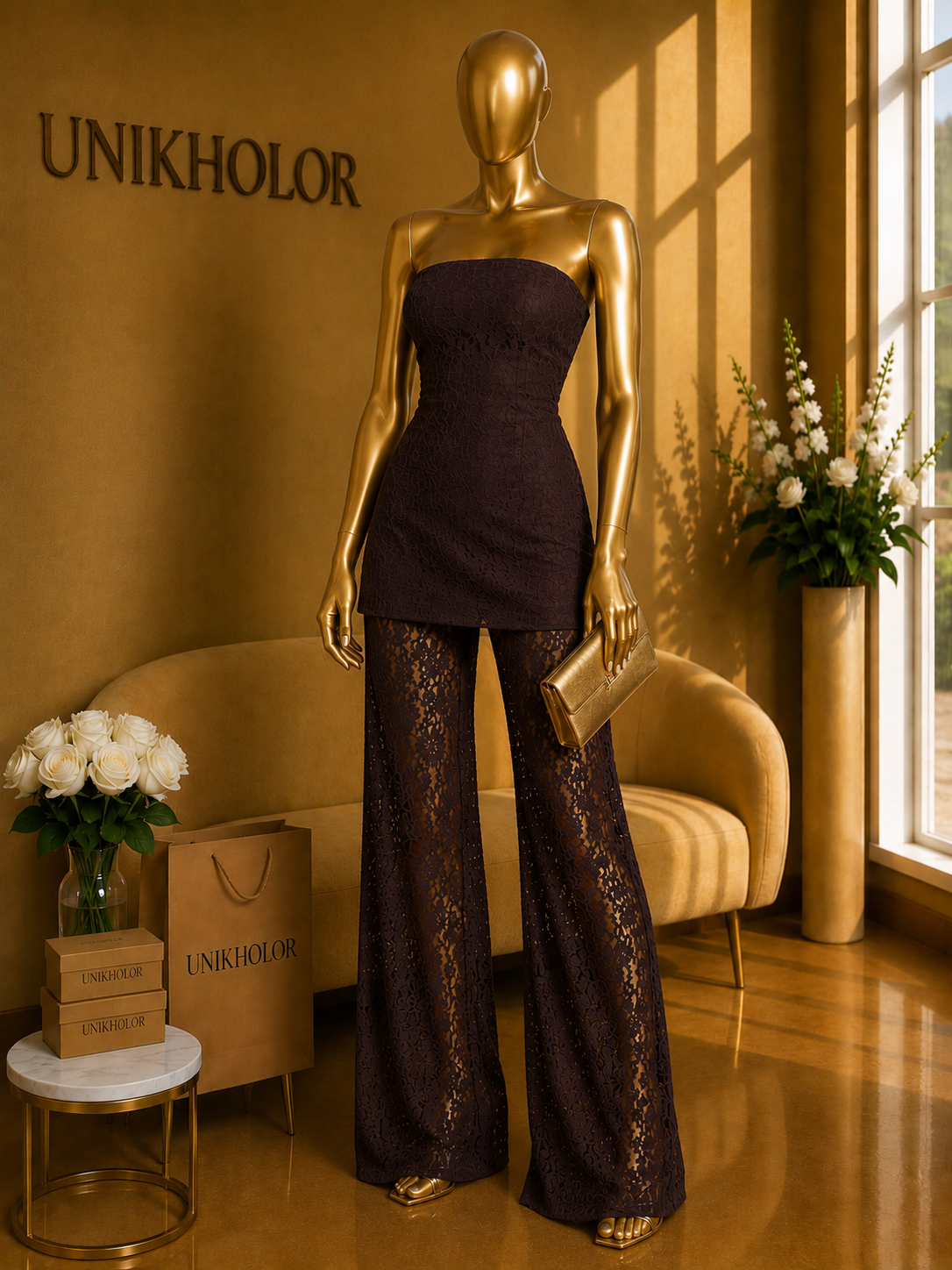 Jumpsuit marron de encaje cb