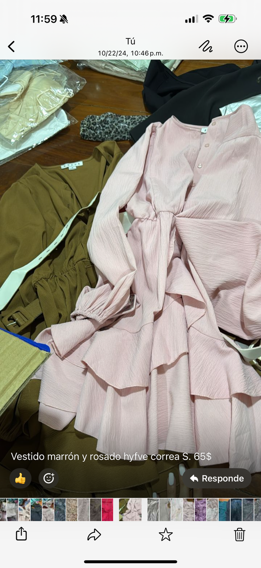 Vestido marrón y rosado hyfve correa S