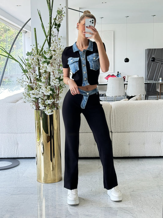 Set deportivo negro con jeans