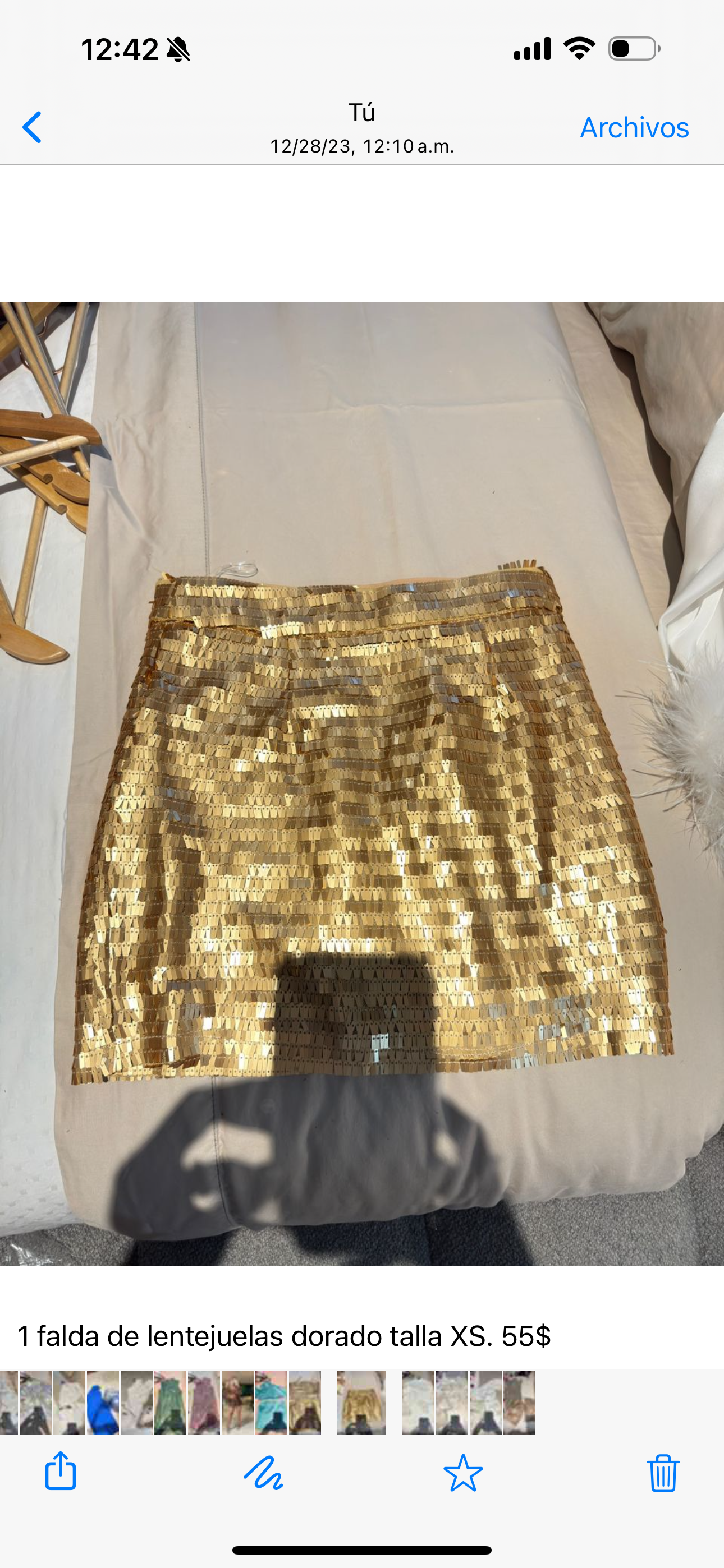 Falda de lentejuelas dorado