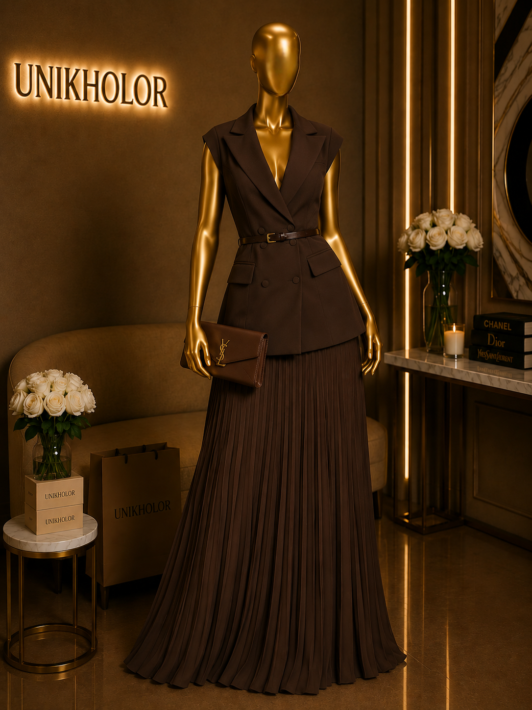 Set de vest y falda plisada cb