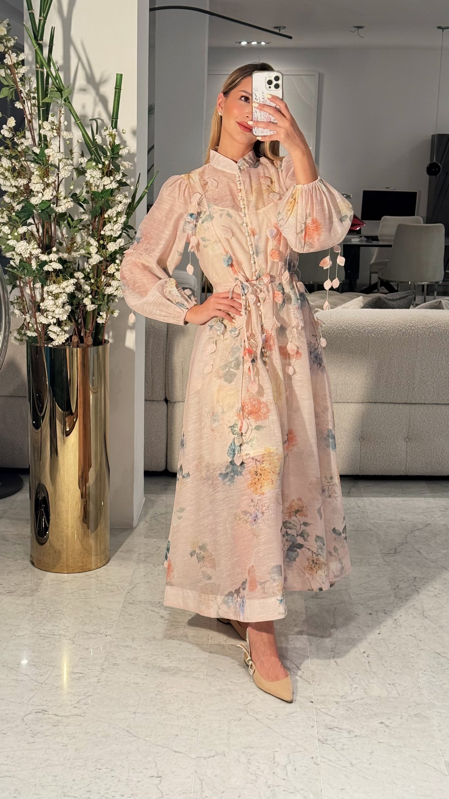 Vestido floreado rosa cb
