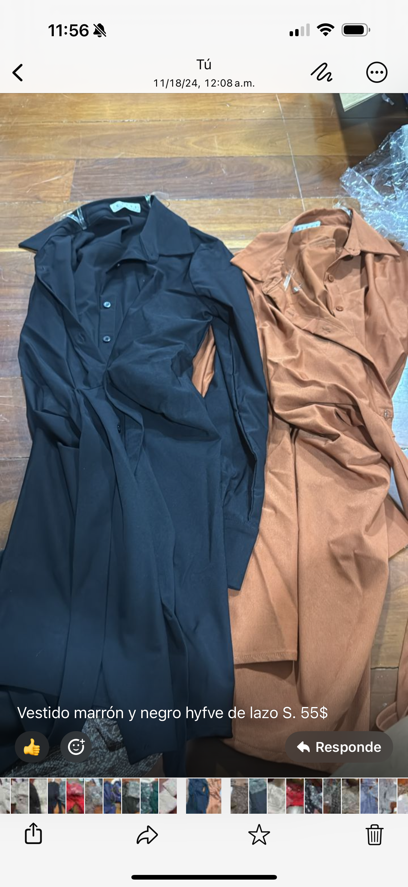 Vestido marrón y negro hyfve de lazo S