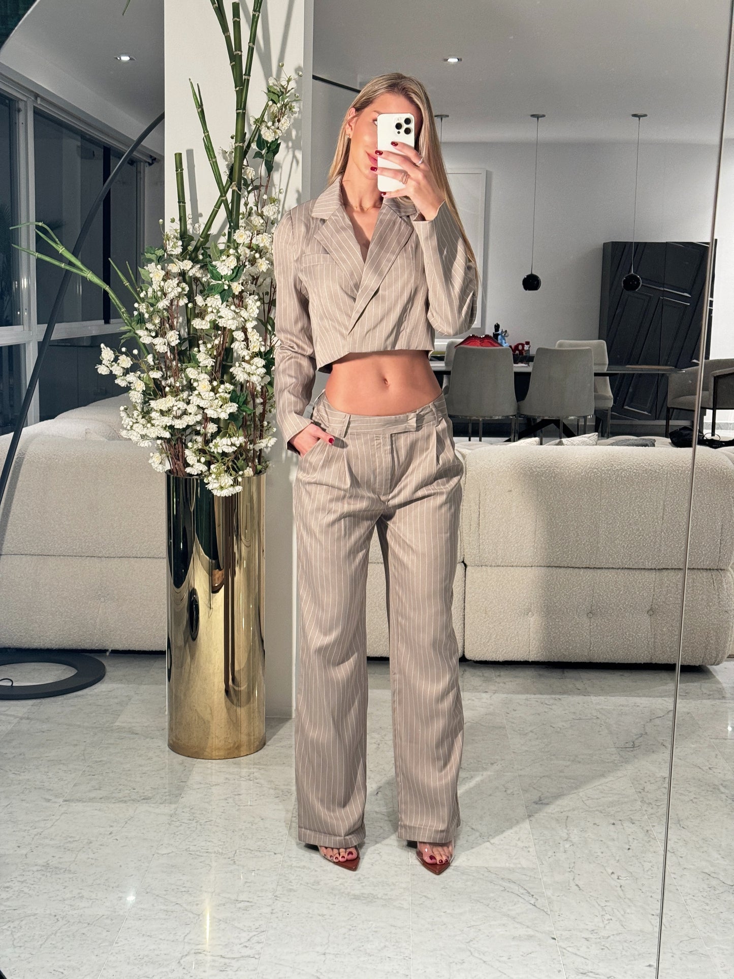 Set de blazer y pant de vestir de rayas 2S