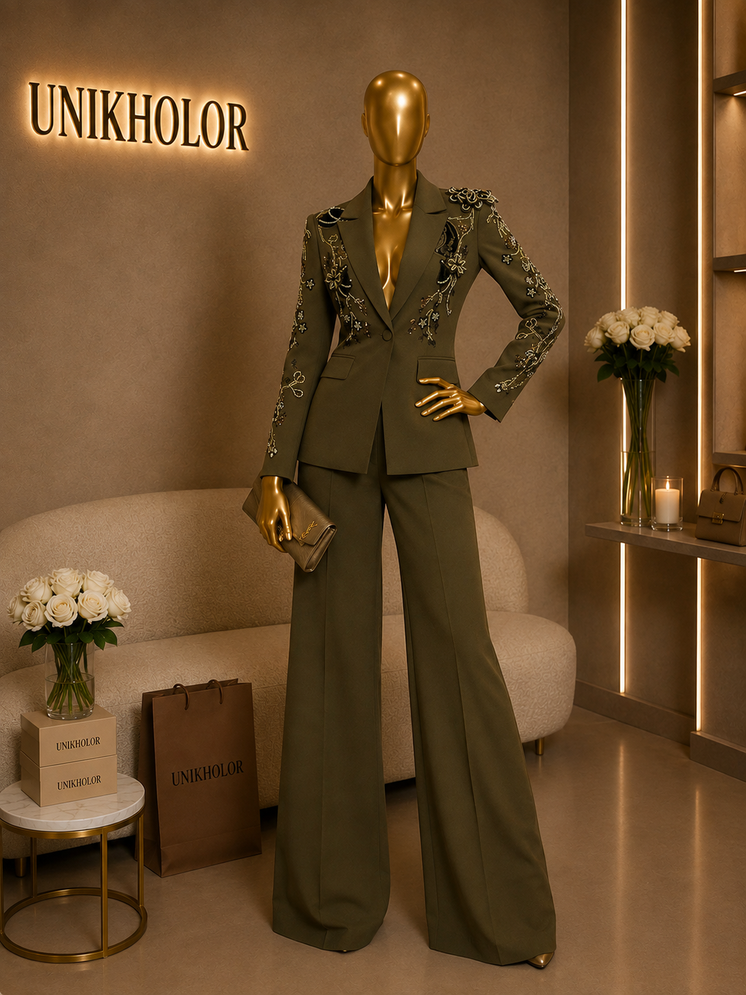 Set de Blazer y pantalon verde cb