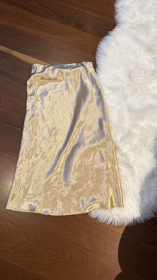 Falda champagne seda S/M. 50$