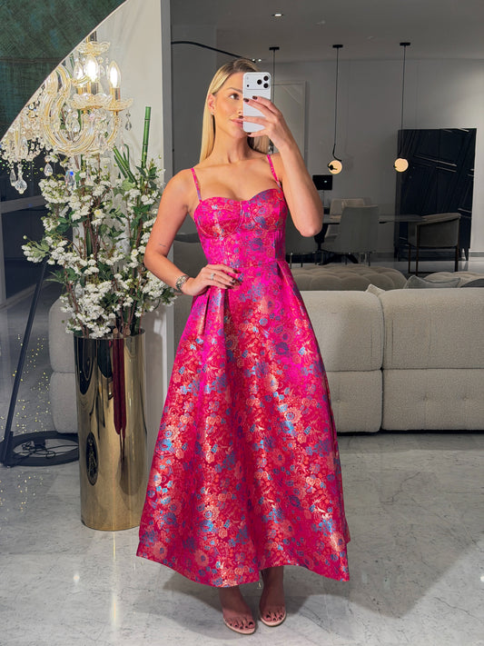 Vestido floreado fucsia cb S