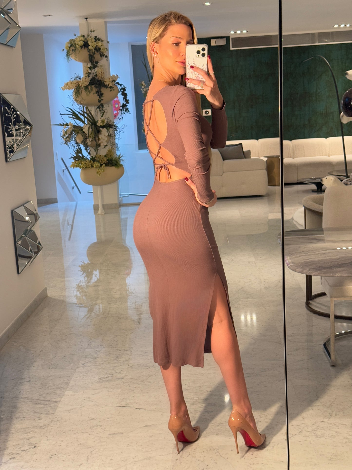 Vestido marrón fiestar stretch S. 70$